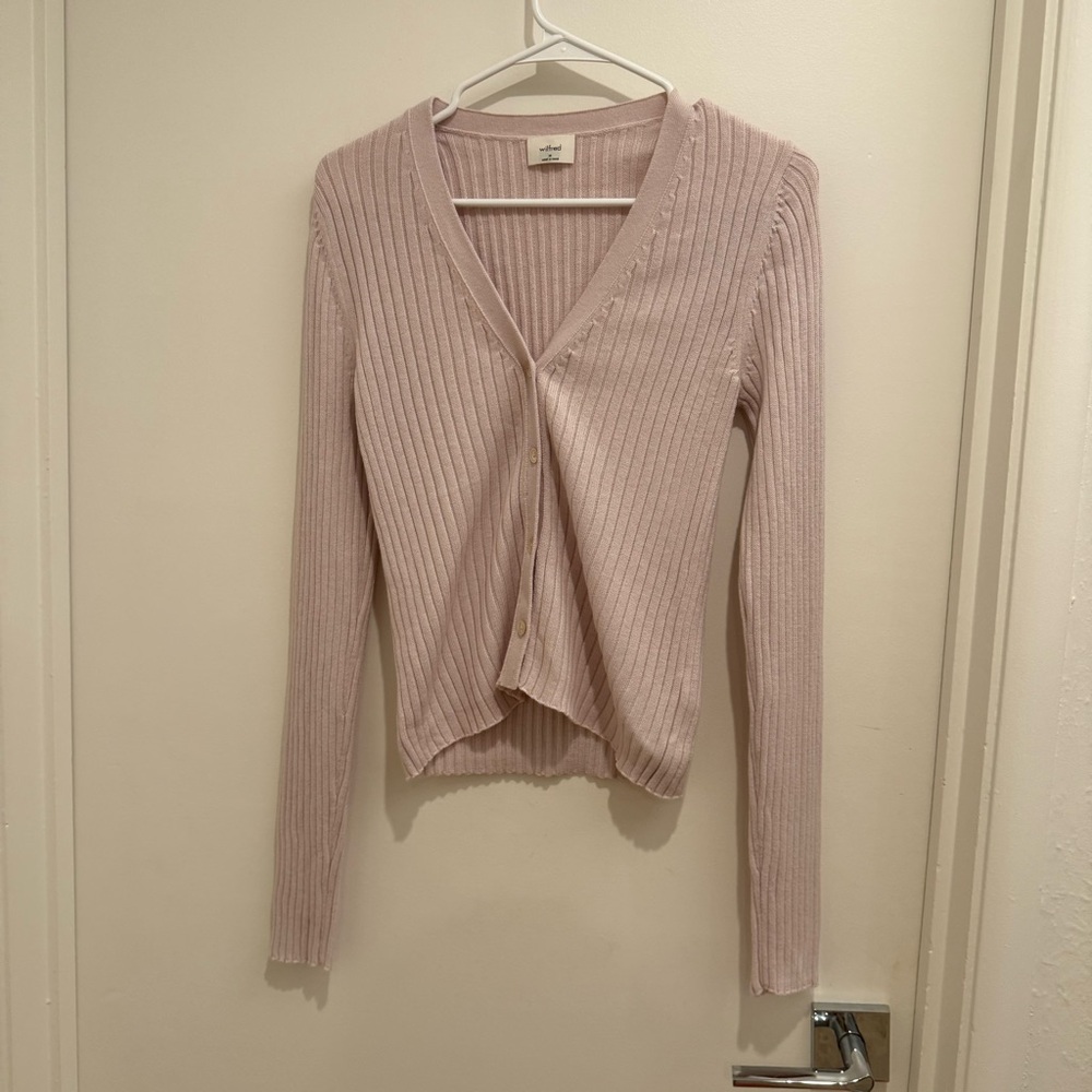 Aritzia Ribbed Pink Cardigan